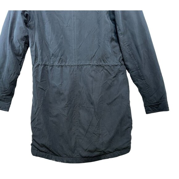 Abercrombie & Fitch Black Hooded Parka Coat Removable Faux Fur Trim Size M Faded - Picture 12 of 13
